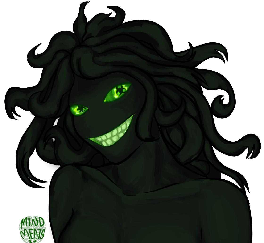 Example of a GIF, bust detailed shaded illustration